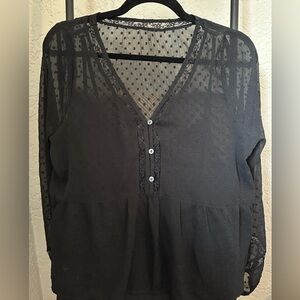 Hollister Black Sheer Buttoned Blouse